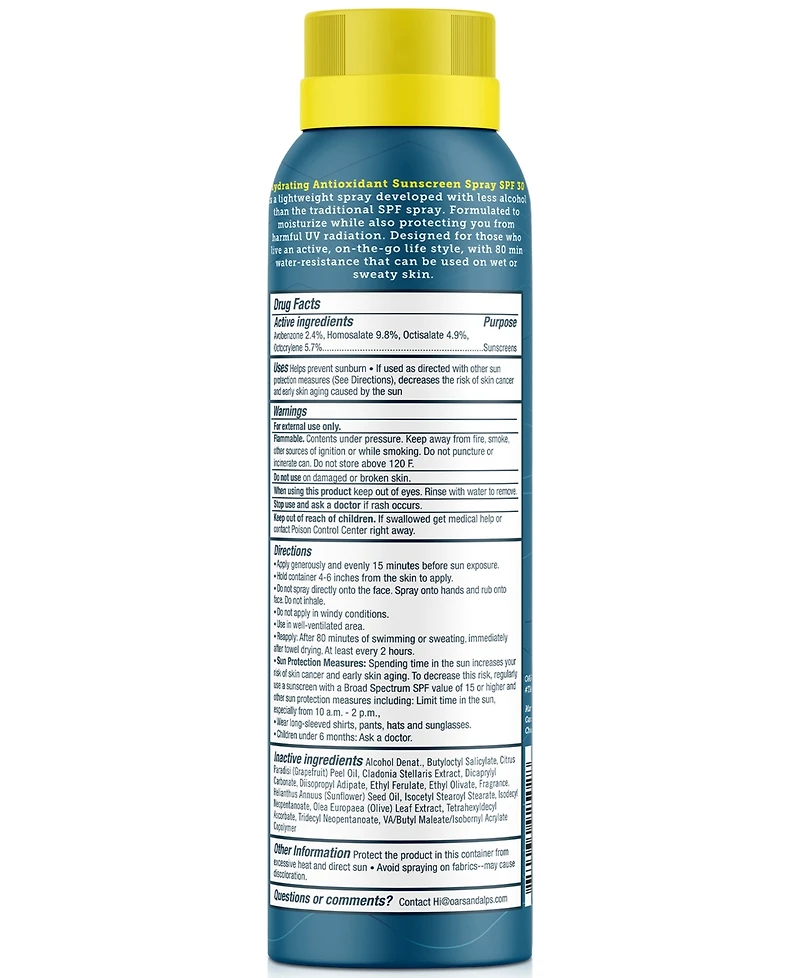 Oars + Alps Hydrating Antioxidant Sunscreen Spray Spf 30