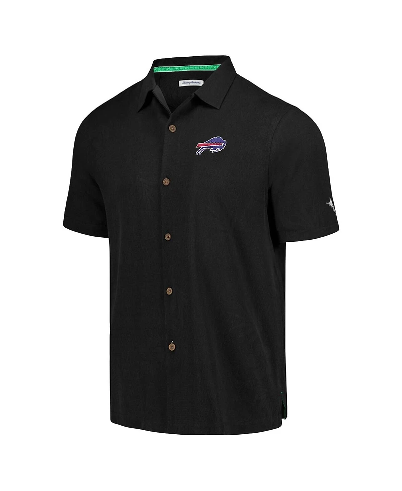 Men's Tommy Bahama Black Buffalo Bills Tidal Kickoff Camp Button-Up Shirt