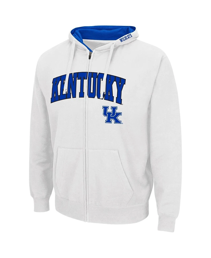 Men's Colosseum White Kentucky Wildcats Arch & Team Logo 3.0 Full-Zip Hoodie