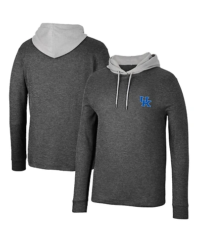 Men's Colosseum Black Kentucky Wildcats Ballot Waffle-Knit Thermal Long Sleeve Hoodie T-shirt