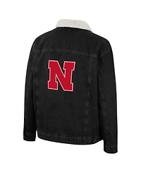 Men's Colosseum x Wrangler Charcoal Nebraska Huskers Western Button-Up Denim Jacket