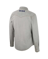 Men's Colosseum x Wrangler Gray Michigan Wolverines Cowboy Cut Western Full-Snap Long Sleeve Shirt
