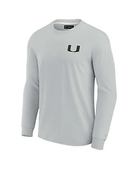 Men's and Women's Fanatics Signature Gray Miami Hurricanes Super Soft Long Sleeve T-shirt