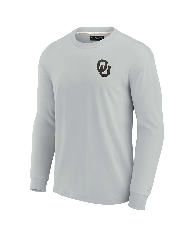 Men's and Women's Fanatics Signature Gray Oklahoma Sooners Super Soft Long Sleeve T-shirt