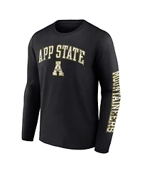 Men's Fanatics Black Appalachian State Mountaineers Distressed Arch Over Logo Long Sleeve T-shirt