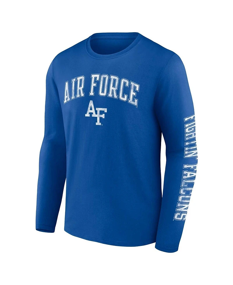 Men's Fanatics Royal Air Force Falcons Distressed Arch Over Logo Long Sleeve T-shirt