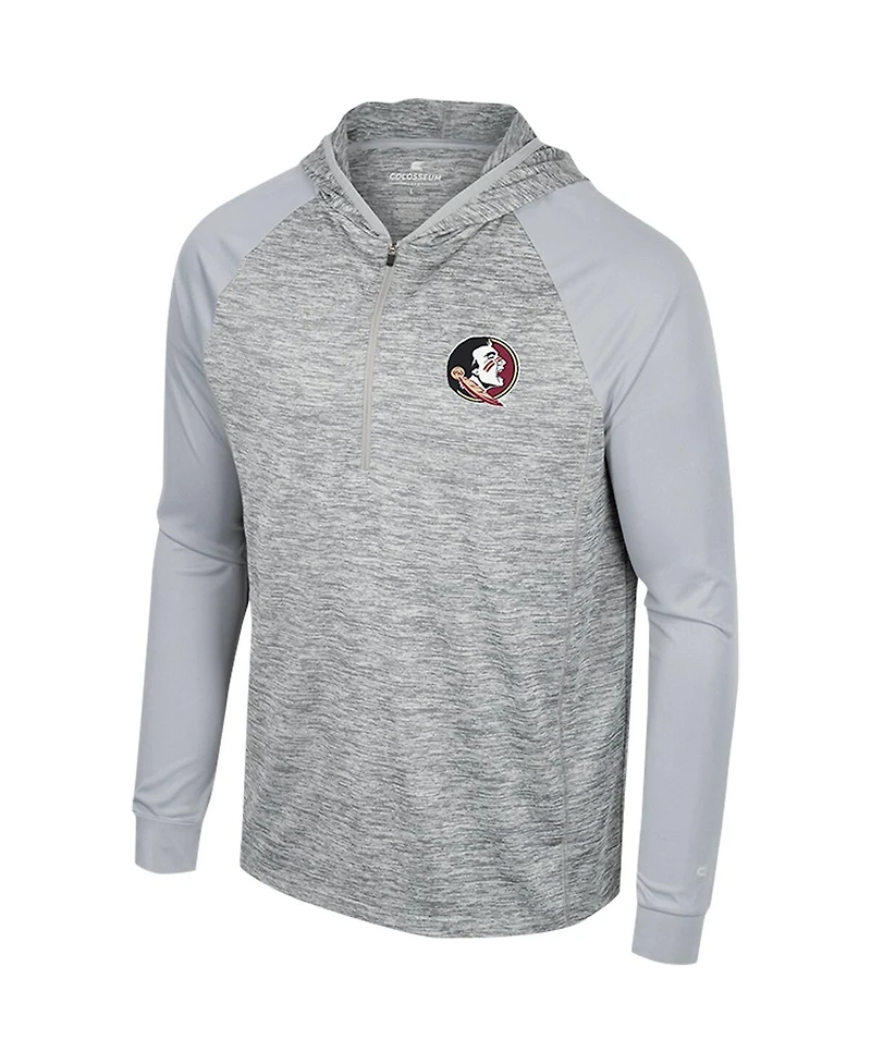 Men's Colosseum Gray Florida State Seminoles Cybernetic Raglan Quarter-Zip Hooded Top