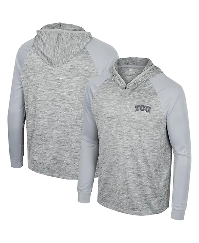 Men's Colosseum Gray Tcu Horned Frogs Cybernetic Raglan Quarter-Zip Hooded Top
