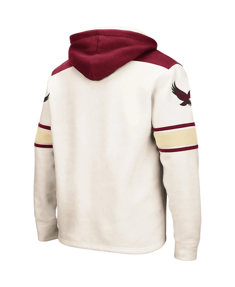 Men's Colosseum Cream Boston College Eagles 2.0 Lace-Up Pullover Hoodie