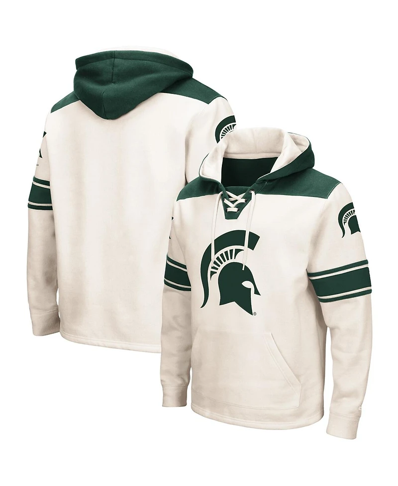 Men's Colosseum Cream Michigan State Spartans 2.0 Lace-Up Pullover Hoodie
