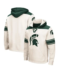 Men's Colosseum Cream Michigan State Spartans 2.0 Lace-Up Pullover Hoodie