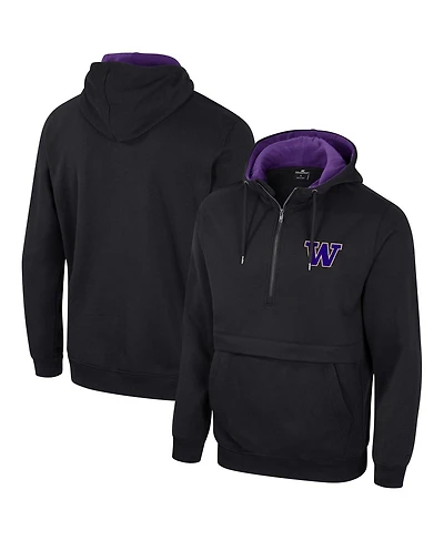 Men's Colosseum Black Washington Huskies Half-Zip Hoodie