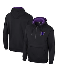 Men's Colosseum Black Washington Huskies Half-Zip Hoodie