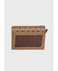 Men's Genuine Leather Weave Pattern Trifold Card Holder