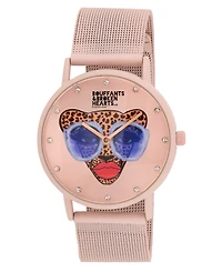 Kendra Dandy Women's Quartz Bouffants and Broken Hearts Pink Mesh Alloy Watch 38mm