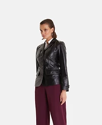 Furniq Uk Women's Genuine Leather Jacket Safari Black
