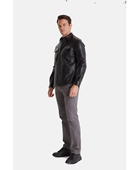 Furniq Uk Men's Leather Jacket, Nappa Black