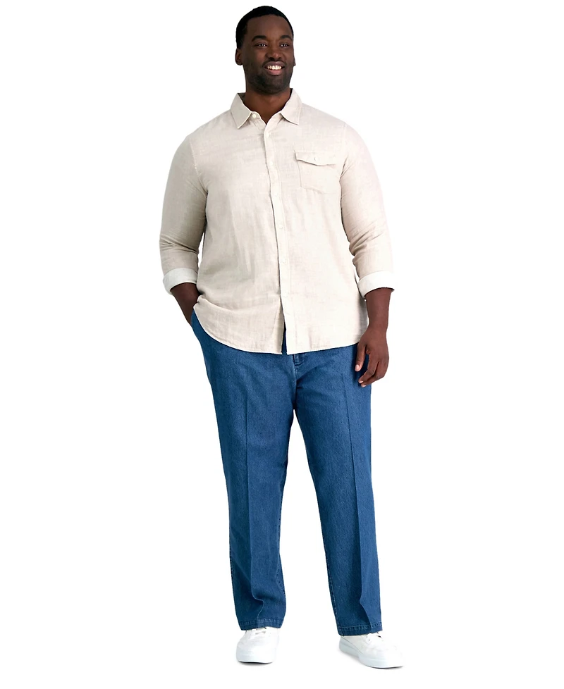 Haggar Men's Big & Tall Stretch Denim Classic-Fit Flat Front Pants