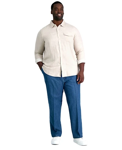 Haggar Men's Big & Tall Stretch Denim Classic-Fit Flat Front Pants