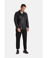 Furniq Uk Men's Genuine Leather Jacket, Black