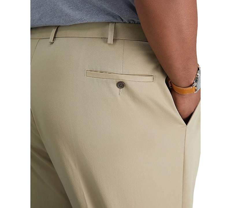 Haggar Men's Big & Tall Premium No Iron Khaki Classic-Fit Pleated Hidden Expandable Waistband Pants