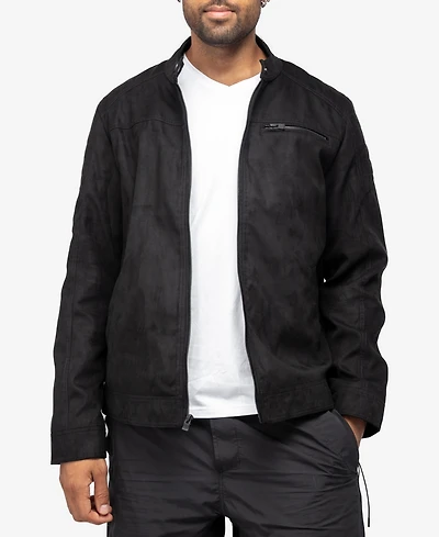 X-Ray Men's Quilted Sleeves with Faux Shearling Lining Faux Suede Jacket