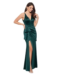 Blondie Nites Juniors' Draped Satin Column Gown