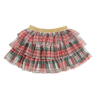 Sweet Wink Little and Big Girls Christmas Plaid Tiered Tutu Skirt