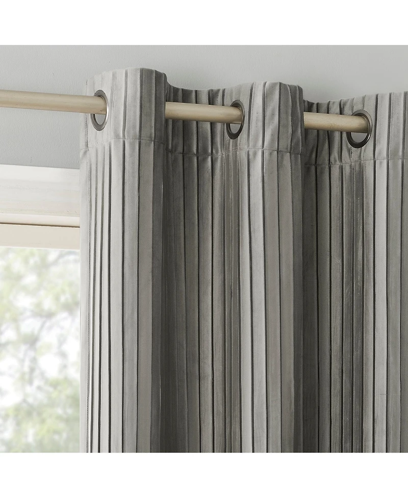 Cascade Pleated Velvet Blackout Grommet Curtain Panel