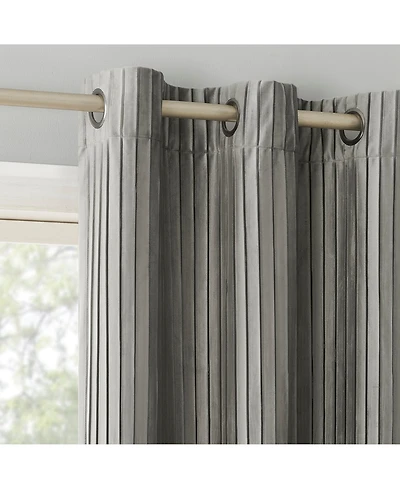 Cascade Pleated Velvet Blackout Grommet Curtain Panel
