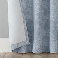 Pedra Paisley Embroidery 100% Blackout Back Tab Curtain Panel
