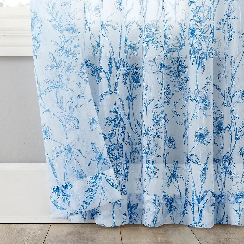 Ambree Vintage like Floral Sheer Rod Pocket Curtain Panel