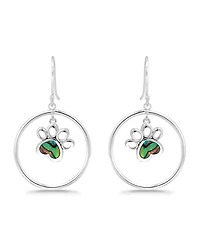 Macy's Abalone Inlay "Paw" Circle Fishhook Drop Earrings