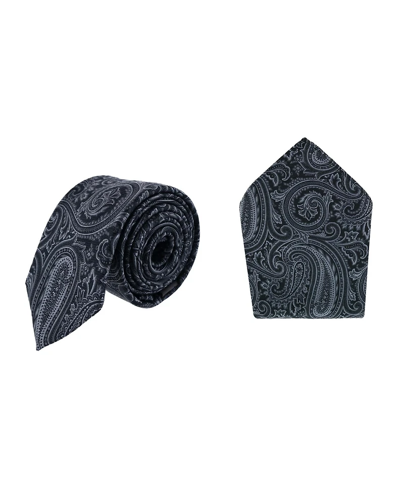 Trafalgar Men's Sobee Paisley Silk Necktie and Pocket Square