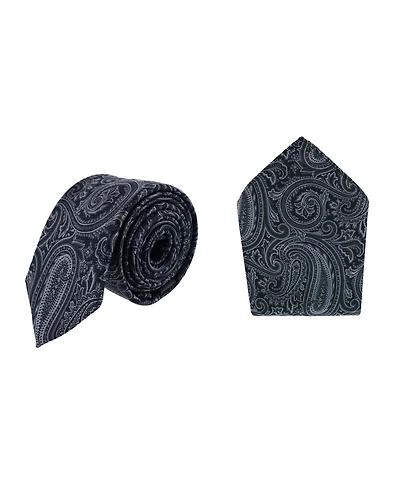 Trafalgar Men's Sobee Paisley Silk Necktie and Pocket Square
