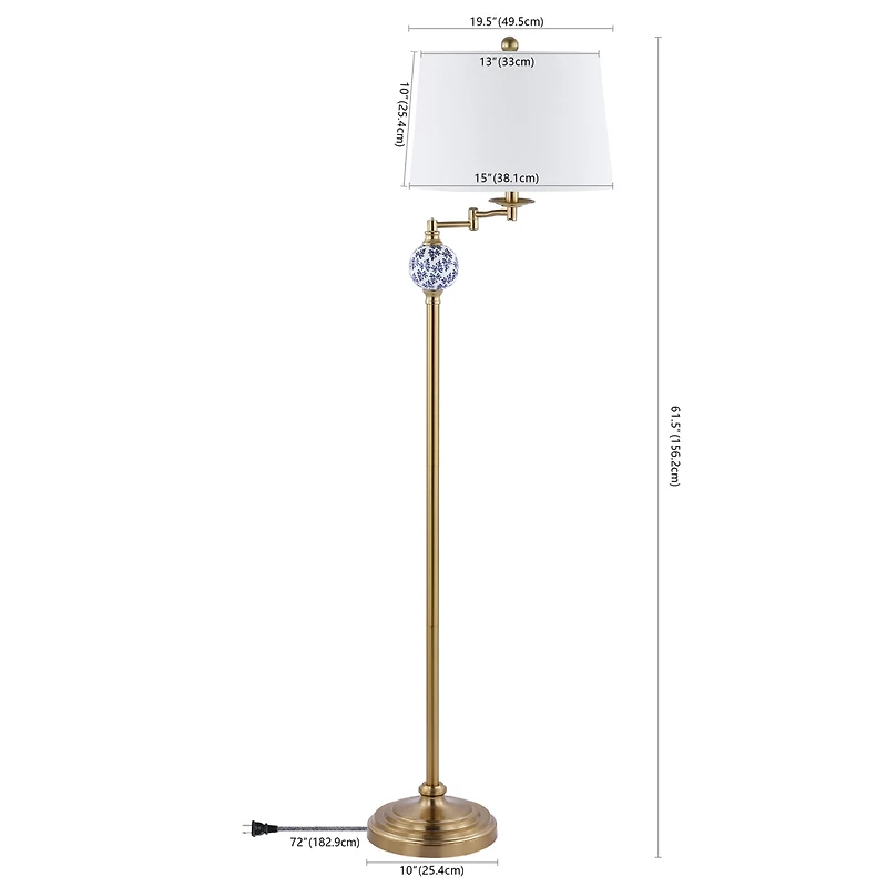 Jonathan Y Aveiro Classic Midcentury Iron Led Floor Lamp