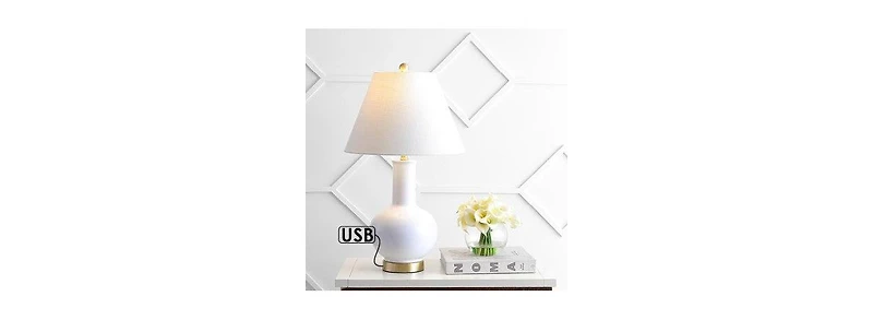 Han Ceramic iron Contemporary Usb Charging Led Table Lamp