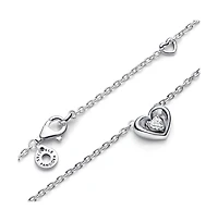 Pandora Moments Sterling Silver Radiant Heart Floating Cubic Zirconia Stone Pendant Collier Necklace