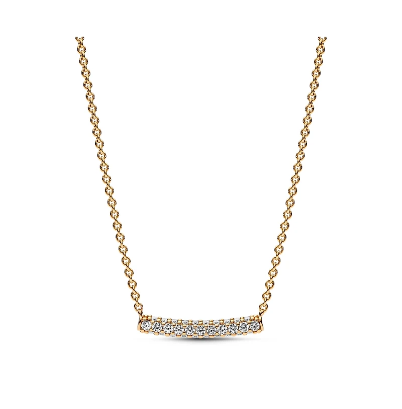 Pandora Timeless 14K Gold-Plated Pave Cubic Zirconia Single-Row Bar Collier Necklace