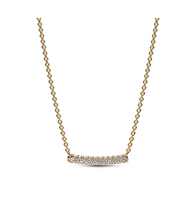 Pandora Timeless 14K Gold-Plated Pave Cubic Zirconia Single-Row Bar Collier Necklace