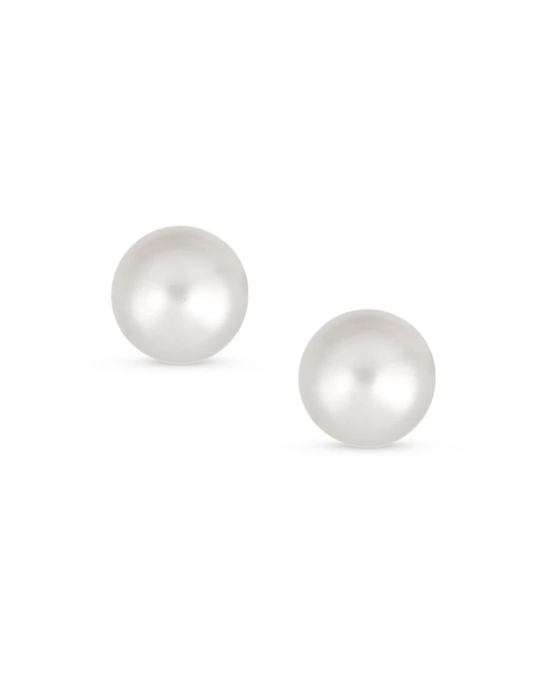 Bling Jewelry Small Minimalist Cz 10K Gold 5MM White Freshwater Cultured Button Pearl Stud Earrings Secure Screw Back