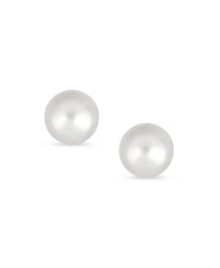 Bling Jewelry Small Minimalist Cz 10K Gold 5MM White Freshwater Cultured Button Pearl Stud Earrings Secure Screw Back