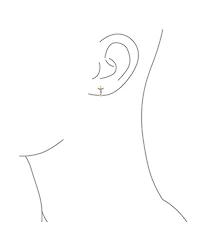 Bling Jewelry Tiny Minimalist Christian Religious Jesus Gold Crucifix Cross Two Tone Yellow 14K Gold Stud Earring Safety Screw Back