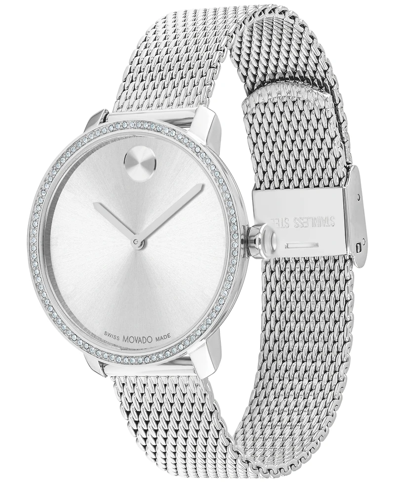 Movado Women's Swiss Bold Shimmer Stainless Steel Mesh Bracelet Watch 34mm