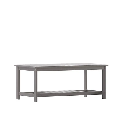 Riviera All-Weather Poly Resin Wood Two Tiered Adirondack Slatted Coffee Conversation Table