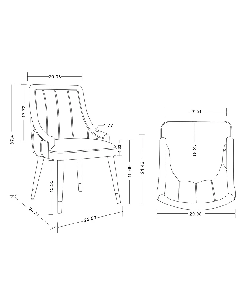 Manhattan Comfort Eda 2-Piece Upholstered Dining Chair Set