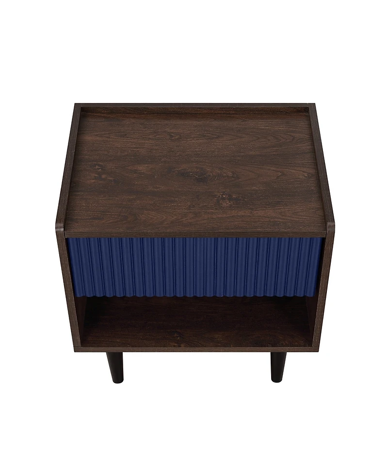 Manhattan Comfort Duane 20.23" Ribbed 1-Drawer Nightstand