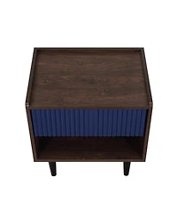 Manhattan Comfort Duane 20.23" Ribbed 1-Drawer Nightstand
