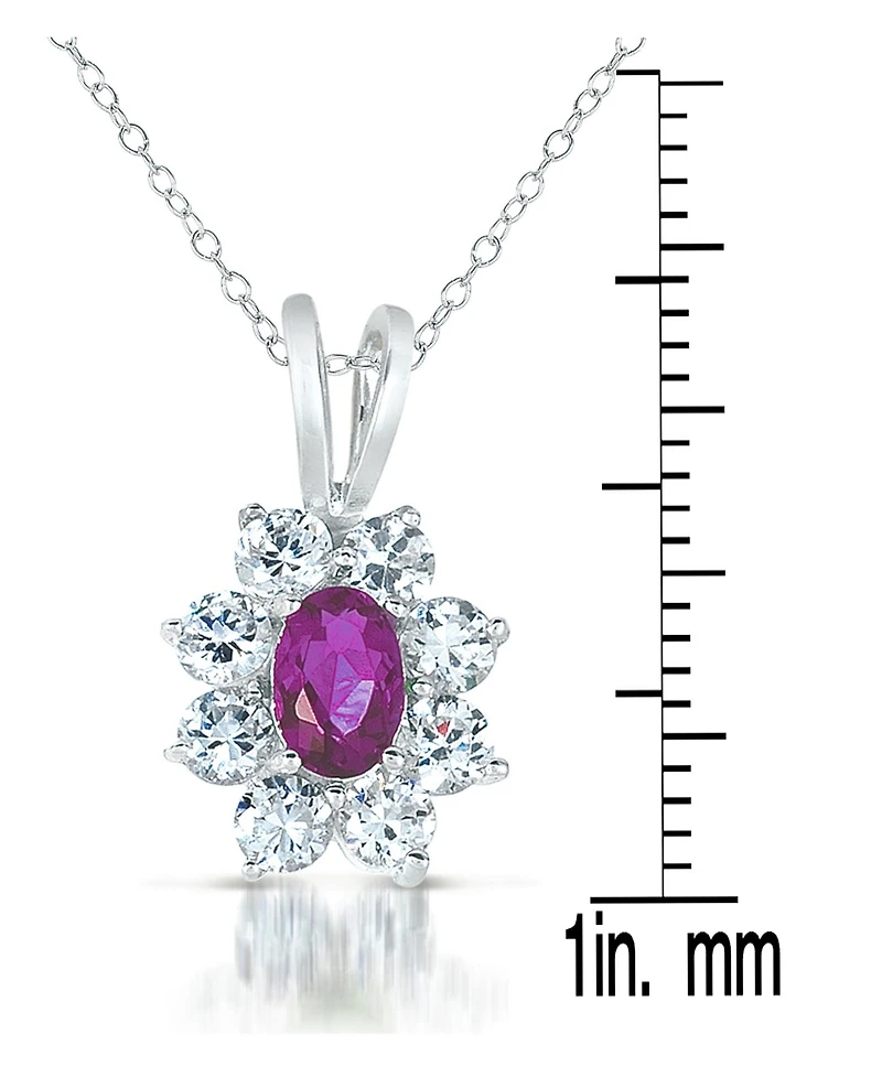 Sterling Silver Flower Shape Cubic Zirconia Drop Pendant