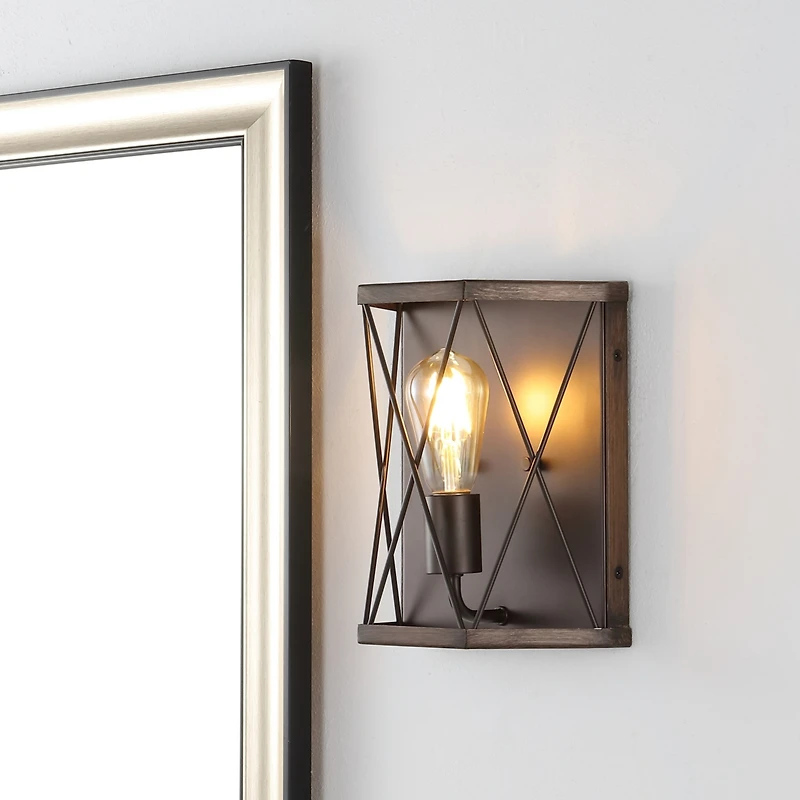 Jonathan Y Liam Rustic Farmhouse Iron Led Sconce